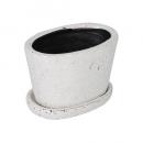 GLAZED POT OVAL WHITE S プランター テラコッタ ホワイト オーバル 幅18