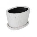 GLAZED POT OVAL WHITE L プランター テラコッタ ホワイト オーバル 幅23