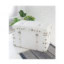 ブラン・レザーコンテナ アンティーク調 箱 ボックス ケース ホワイト 木製 収納 幅66.5