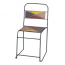 スチールチェア 2脚セット リビング ダイニング ブラウン レッド おしゃれ アート 幅39