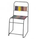 スチールチェア 2脚セット リビング ダイニング ブラウン イエロー おしゃれ アート 幅39