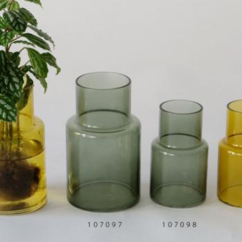 GLASS フラワーベース ハイト (L) GN 花瓶 グリーン ガラス おしゃれ 高さ13.5
