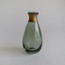 GLASS フラワーベース BRASSネック ウィルト GN 花瓶 グリーン 高さ16.5