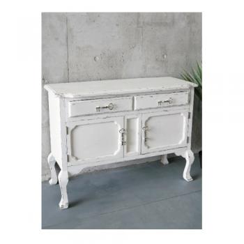 キャットレッグスキャビネット 棚 木製 おしゃれ アンティーク調 ホワイト 白 シャビー 収納