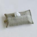 ティッシュカバー ワッフル ストライプ NT コットン リネン ナチュラル アイボリー 長さ32