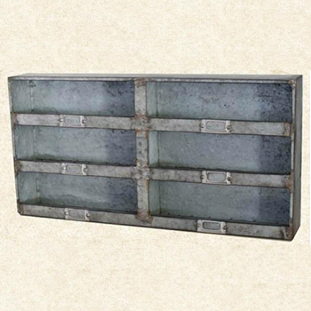 壁掛けデコ6マスブリキラック シャビー アンティーク調 レトロ クラシック お洒落 ラック 棚