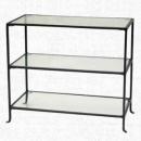 ガラスラック ガラス天板 アイアン脚 鉄脚 黒 3段 お洒落 おしゃれ 棚