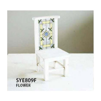 ミニチュアチェア フラワー ホワイト 木 ステンドグラス おしゃれ アンティーク北欧インテリア雑貨