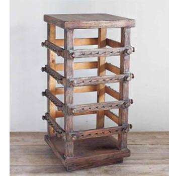 クラシカルウッドディスプレイフックラック　シャビー アンティーク 木製 フック 四角 6段 お洒落