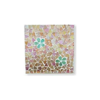 モザイクプレートNo.11  壁掛けインテリア リゾートターコイズブルーハイビスカス ガーリー