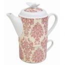 ティーポットマグ バタフライ ダマスク おしゃれティータイム エレガントピンク ギフトプレゼント