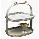 ブロカント2段シャビーラック アンティーク調 アイアン ブリキ お洒落 おしゃれ 棚