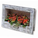 ウッドフレーム シャビーグレー ブリキトレー付 ガーデニング アレンジメント 壁掛け　スクエア