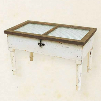 アンティーク ローテーブル ガラス天板 小物 コレクション レトロ おしゃれ ナチュラルカフェ
