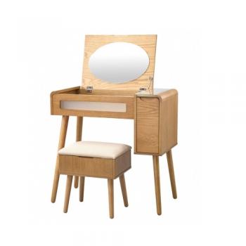 ドレッサー&スツールセット シンプルモダン おしゃれ ナチュラル ウッド 丸みのある