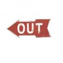 ハンギング サインボード OUT アンティーク調 おしゃれ ブリキ 英字 看板 矢印