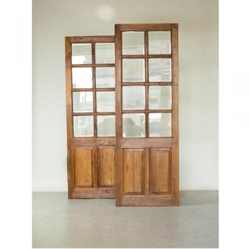 ドア 木製 ミディアムブラウン アンティーク調 シャビー 窓 おしゃれ 飾り 高さ197