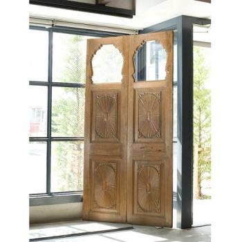 ドア 木製 ミディアムブラウン アンティーク調 シャビー 窓 おしゃれ 飾り 高さ229