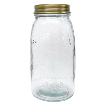 ブラスガラスキャニスター ジャー 瓶 ボトル Lサイズ アンティーク ロゴ 雑貨小物 ディスプレイ