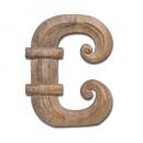 アルファベットオブジェ C 木製 マンゴーウッド おしゃれ 英字 彫り オブジェ アンティーク調
