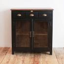マンゴーウッドキャビネット(ブラック) 棚 小ぶり アンティーク調 おしゃれ ナチュラル 高さ80