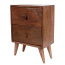 チーク脚付2段引出ボックス 棚 ミディアムブラウン アンティーク調 チェスト チーク 幅20