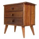 チーク脚付3段引出ボックス 棚 ミディアムブラウン アンティーク調 チェスト チーク 幅25.5