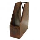 ファイルボックス ミディアムブラウン 木製 アイアン アンティーク調 ハンドメイド 収納 高さ30