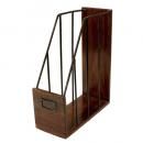 ファイルボックス ミディアムブラウン 木製 アイアン アンティーク調 ハンドメイド 収納 高さ30