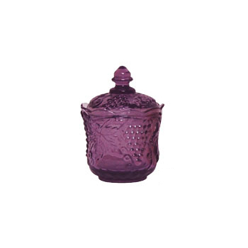 ガラス キャニスター ポット 小物入れ グレープ葡萄 蓋付き パープル アンティーク ディスプレイ