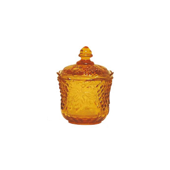 ガラス キャニスター ポット 小物入れ グレープ葡萄 蓋付き アンバー アンティーク ディスプレイ