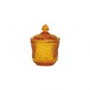 ガラス キャニスター ポット 小物入れ グレープ葡萄 蓋付き アンバー アンティーク ディスプレイ