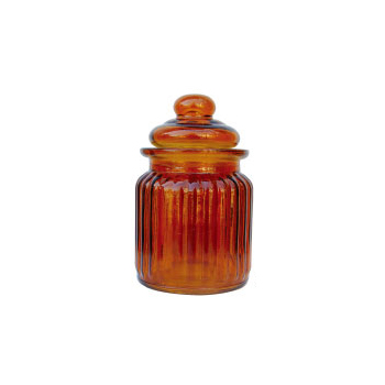 ガラス キャニスターC 小瓶 ポット ブラウン茶 蓋 おしゃれ 小物入れ ディスプレイ 4個セット