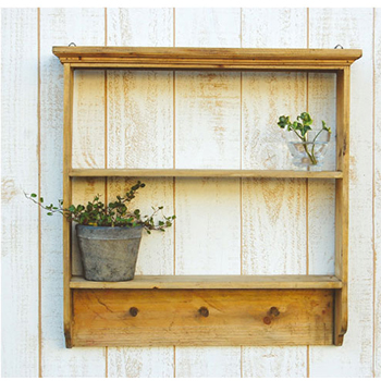 ウォールラック 2段 木製 棚 壁掛け 北欧 アンティーク ナチュラルブラウン おしゃれディスプレイ