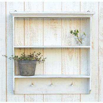 ウォールラック 2段 木製 棚 壁掛け 北欧 アンティーク ナチュラルホワイト おしゃれディスプレイ