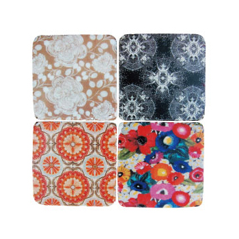 クルールレジンタイルコースターF 北欧テキスタイル アンティーク ナチュラル インテリア雑貨