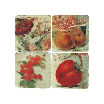 クルールレジンタイルコースターG 北欧アンティーク フルーツモチーフ ナチュラル インテリア雑貨