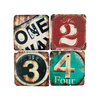 クルールレジンタイルコースターH アンティーク ナンバー ヴィンテージ ナチュラル インテリア雑貨