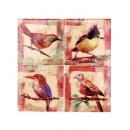 タイルコースター バード03鳥 アンティーク シャビー北欧ナチュラル おしゃれディスプレイ4枚セット