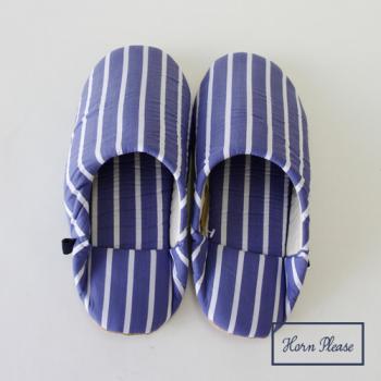 ルームシューズ ペンストライプ (S) BL 2個セット シンプル ナチュラル レディースフリー