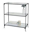 シンプル3段ディスプレイガラスラック アイアン脚 鉄脚 黒 3段 お洒落 レトロ 棚