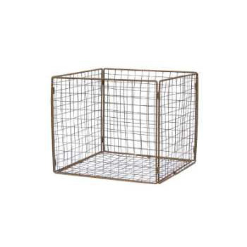 メタルワイヤースクエアボックスA かごバスケット 収納 折り畳み アンティーク ガーデン シンプル
