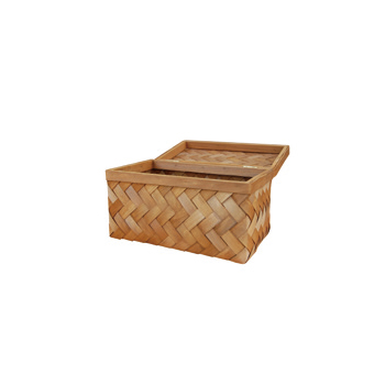 ノルディックスクエアボックス かごバスケット 北欧 木製 おしゃれ 収納 ディスプレイ 蓋付 L