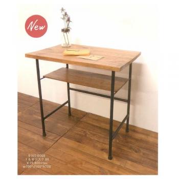 I&W デスク BR ブラウン ナチュラル 机 ウッド ブラック おしゃれ シンプル パイプ 棚付き