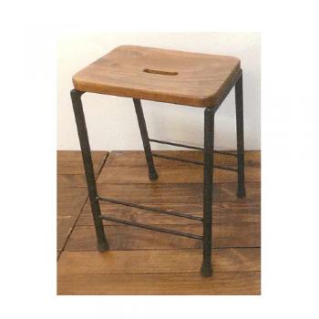 I&W スクエアスツール BR ブラウン ナチュラル 椅子 ウッド ブラック おしゃれ パイプ