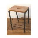 I&W スクエアスツール BR ブラウン ナチュラル 椅子 ウッド ブラック おしゃれ パイプ