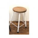 I&W ラウンドスツール WH ブラウン ナチュラル 椅子 ウッド ホワイト おしゃれ パイプ