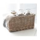 スリーボトル・ラタンボックス 4個セット ガラス雑貨 ナチュラル おしゃれ ディスプレイ 瓶