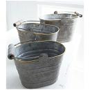 リムゴールド・オーバルポット3点セット×2個セット アンティーク調 ディスプレイ プランター バケツ