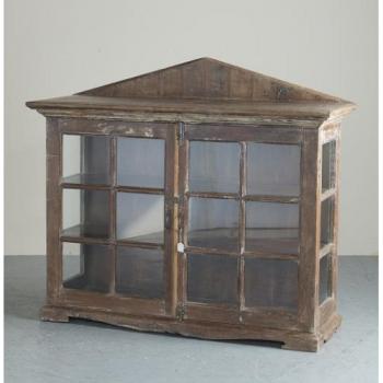 キャビネット アンティーク家具 おしゃれ 木製 シェルフ 山小屋 ディスプレイ ガラス ハウス
